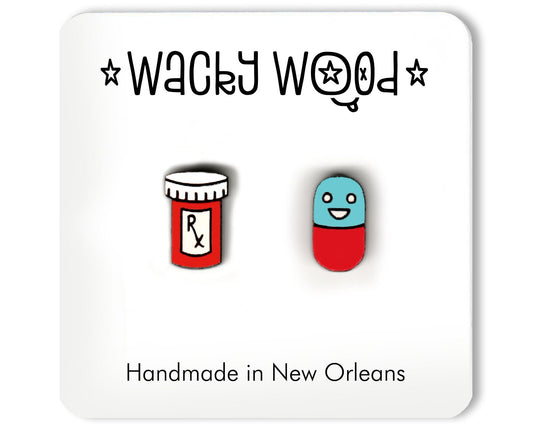 Happy Prescription Pill Stud Earrings