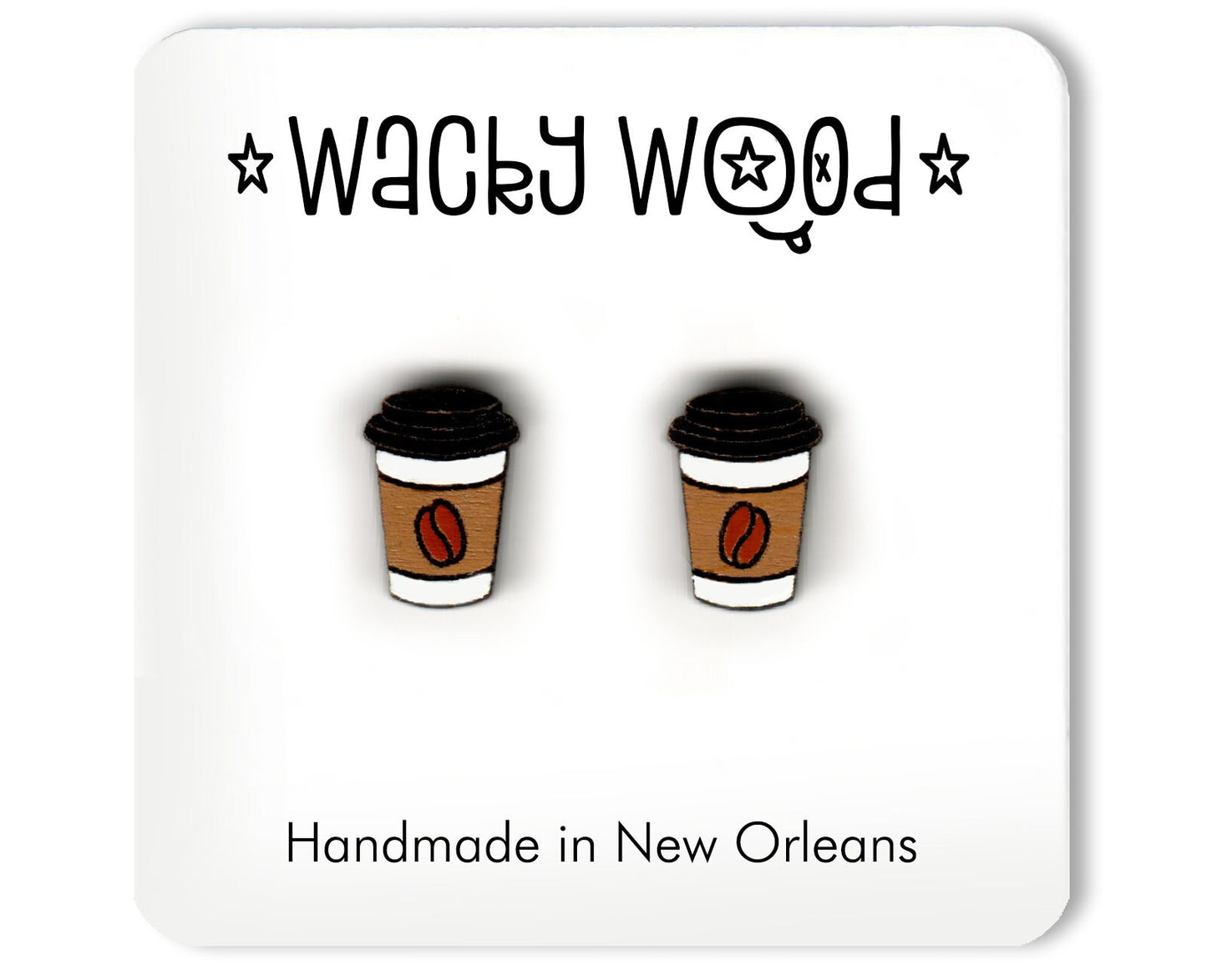 Coffee Stud earrings, laser cut stud earrings