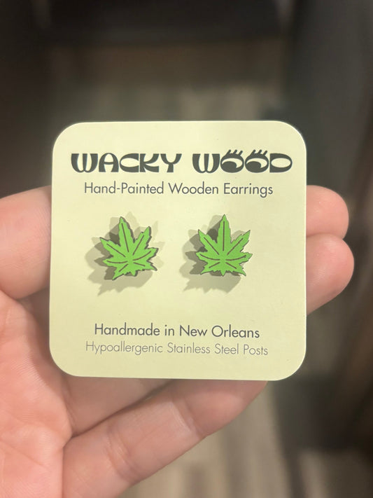 Marijuana Leaf Stud  Earrings